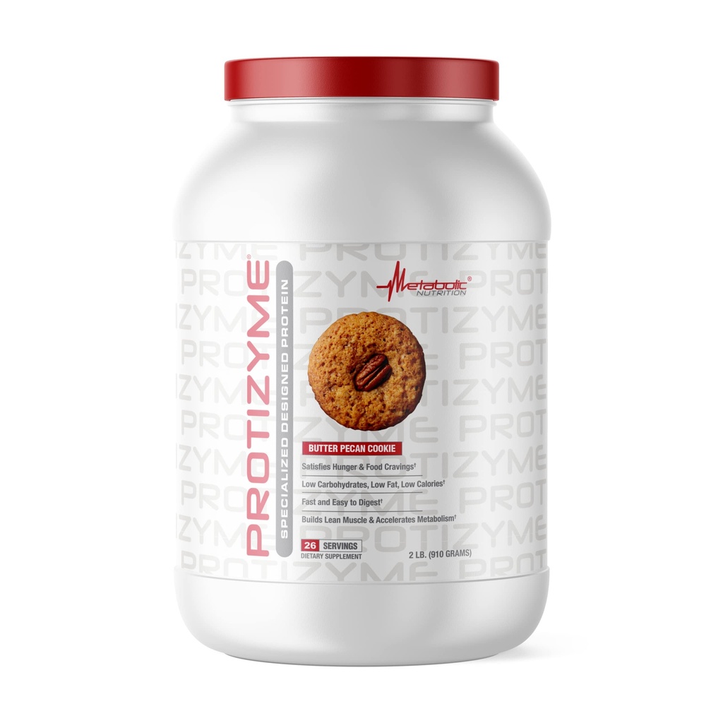 Nutrición metabólica, Protizyme, 100% Whey Protein Powder, Alta Proteína, Baja Carb, Proteína de bajo peso, Enzimas digestivas, 24 vitaminas esenciales y minerales, Butter Pecan Cookie, 2 libras (26 ser)