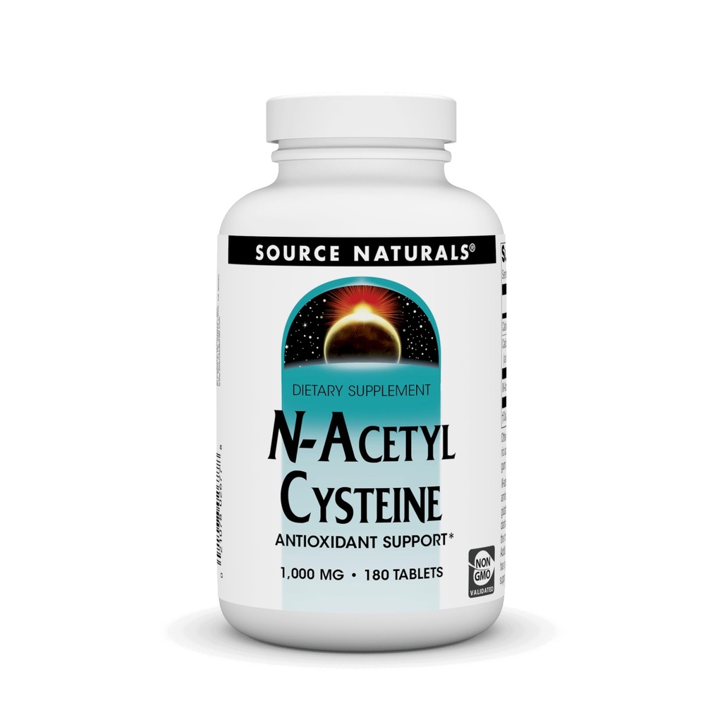 Fuente Naturales N-Acetil Cysteine Antioxidante Apoyo, Suplemento dietético que apoya la salud respiratoria*, 1.000 mg - 180 Tabletas