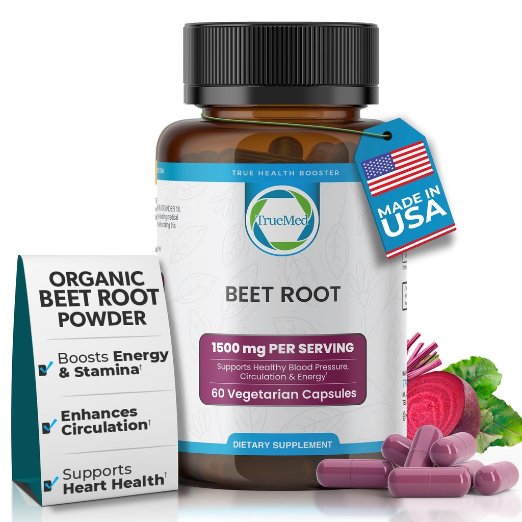 Orgánica Beet Root Powder Capsules ← Apoyo Energía, resistencia " , Oxido Nitrico Boost, Apoyo a la Salud del Corazón " Circulación Silencioso No-OMM 60 cápsulas vegetales, EE.UU.