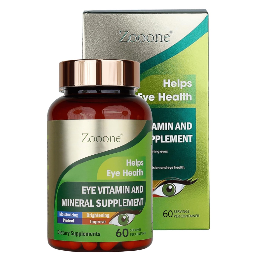 Zooone- 60pcs Lutein Eye Vitamins Suplemento Suplemento Nutricional para la Salud Macular " Ojo seco " , Contiene Lutein, Zinc, Vitaminas C/E " Zeaxanthin