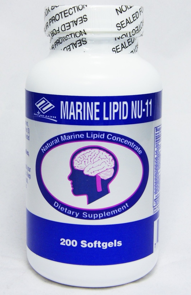 Marine Lipid Nu-11 en 1 Incluye: Aceite de pescado, Lecithin, Aceite de trigo, levadura de selenlum, Aceite de ajo, Extracto de Grape Bark, Vitamina E, Octacosand Polvo, Aceite de Orgenic Flaxseed, Extracto de Ginkgo Biloba.