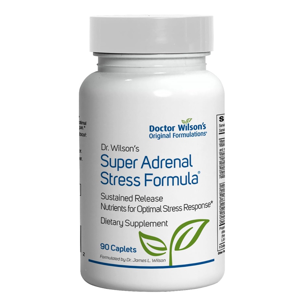 La Super Adrenal Stress Fórmula del Dr. Wilson mantiene nutrientes para el soporte diario 90 caplets