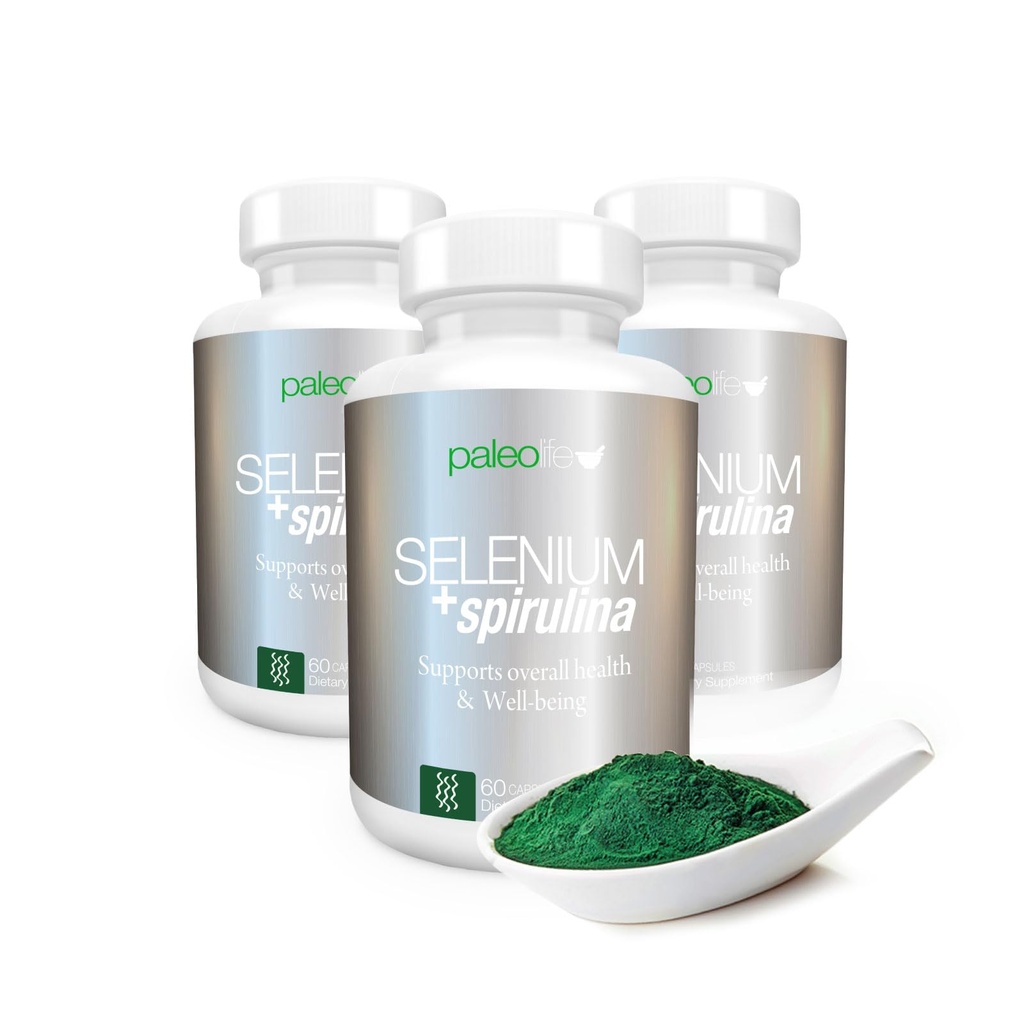 Paleolf Concentración de Boost, Memoria y Energía con Selenio Premium + Spirulina - Suplemento Antioxidante Premium para Función del Cerebro -180 Fuente de Día (180 cápsulas) - (3-Pack)