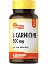 Sundance L-Carnitine Tartrate Suplemento 500mg Silencio 60 Capsules Silencio Forma libre Aminoácidos Silencio No GMO y Gluten Píldoras Gratis