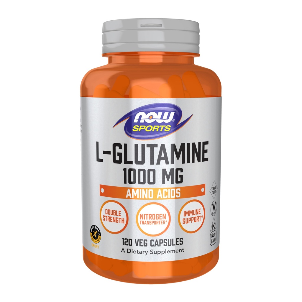 AHORA Alimentos Nutrición Deportiva, L-Glutamina, Doble Fuerza 1000 mg, Aminoácidos, 120 cápsulas de Veg