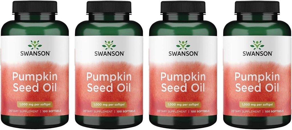 Swanson Pumpkin Seed Oil - High Bioavailable EFAs - (100 cápsulas de Softgel, 1000 mg cada uno) 4 Pack