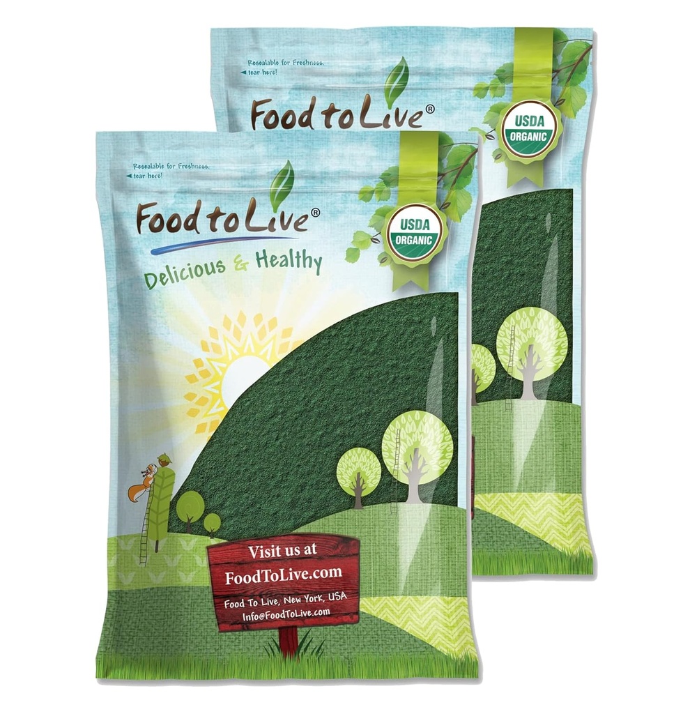 Alimentos para Vivir Powder Espirulina Orgánica, 16 libras — No GMO, Kosher, Algas Azul-Green Raw, Superalimentos Veganos, Bulk, No-Irradiated, Proteína Verde Pura Vegana, Rico en Vitaminas & Minerales, Grande para Bebidas