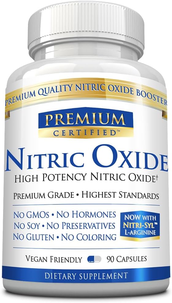 Nitric Oxide Premium - 1680 mg L-arginina Blend, AAKG, AKIC, Mono & Malate - Vegan Friendly - 90 cápsulas - 1 mes de suministro