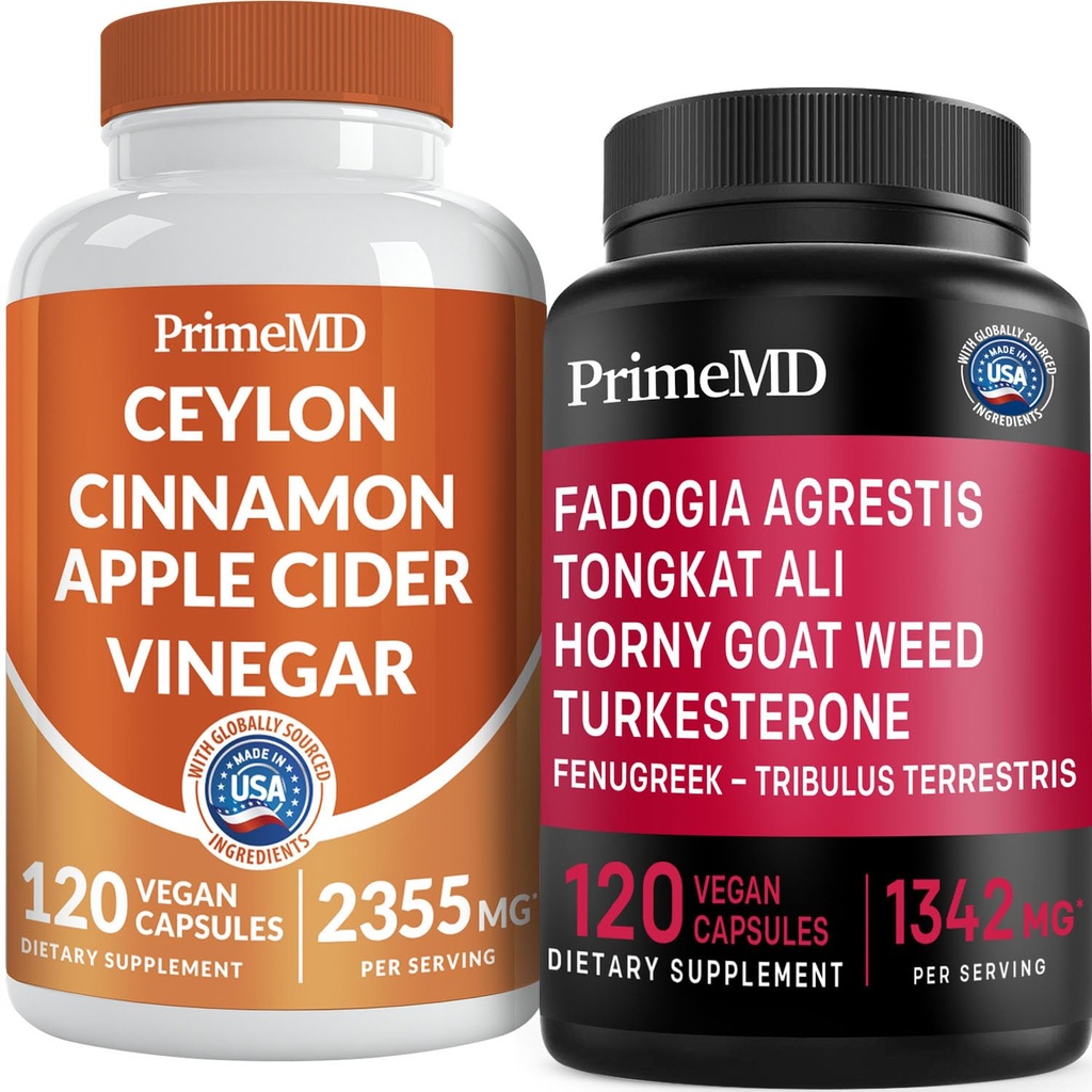 Ceylon Cinnamon (1pk) y Fadogia Tongkat Ali (1pk) Suplemento Bundle - Potent Vitaminas para el Corazón, Energía, Muscle, Testosterone, &amp; Immune Support - Non-GMO, Vegan, Gluten-Free