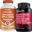 Ceylon Cinnamon (1pk) y Fadogia Tongkat Ali (1pk) Suplemento Bundle - Potent Vitaminas para el Corazón, Energía, Muscle, Testosterone, &amp; Immune Support - Non-GMO, Vegan, Gluten-Free
