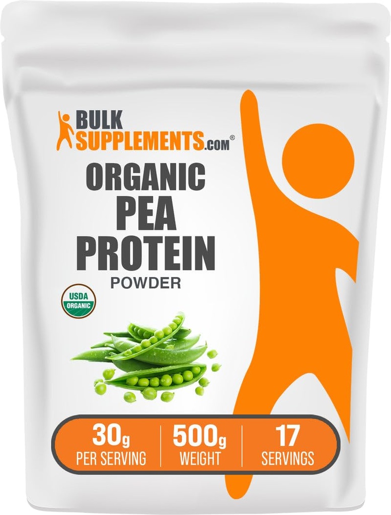 BulkSupplements.com Polvo de proteína orgánica de la guisa - Polvo de proteína vegetal basado en plantas - Sin sabor, 30g por ser, 500g (1.1 libras) (Pack of 1)
