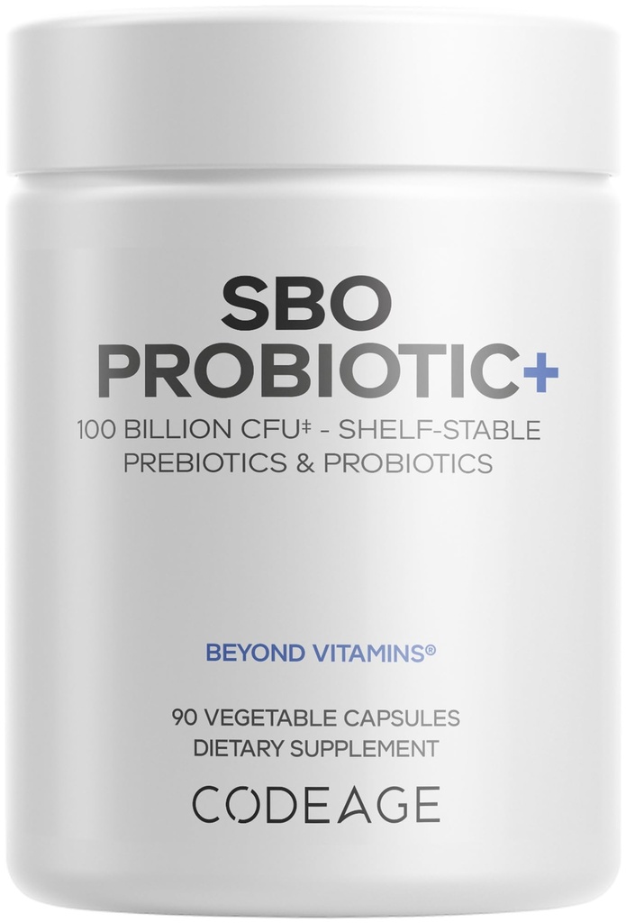 Codeage SBO Probiotics, 100 Billion CFUs Por Serving, Multi Strain Soil Based Organisms Blend and Organic Fermented Botanical Blend, Shelf-Stable, 90 Capsules
