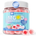 Ashwagandha Saffron Calm Gummies + Omega 3, L-Theanine &amp; CoQ10 para Hombres, Natural Calming Happy Relax Gummies para Adultos, Mood Support Gummy, Strawberry Flavor, Sugar Gratis, Vegan, 60ct