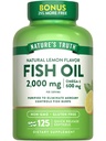 Verdad de la naturaleza Omega 3 Fish Oil 2000 mg  125 Liquid Softgels ← Burpless, Lemon Flavor Pills ← Non-GMO y Gluten Free Supplement