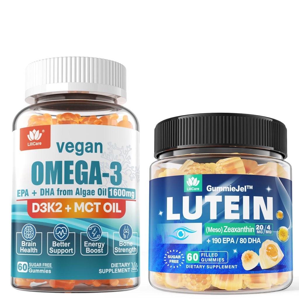 Azúcar gratis Lutein 20mg 40mg &amp; Vegan Omega3 Gummies 1280mg