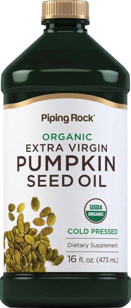 Piping Rock Pumpkin Seed Oil Organic Cold Pressed ← 16 Fl Oz ← Virgen Extra, No GMO, Gluten Free Supplement