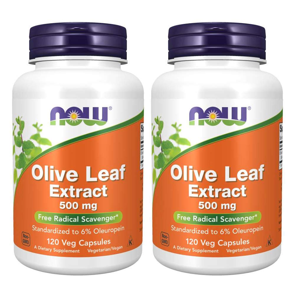 Ahora Foods Olive Leaf Extracto 500mg Estándarizado a 6% Oleuropein, 120 Vcaps (2 Pack)