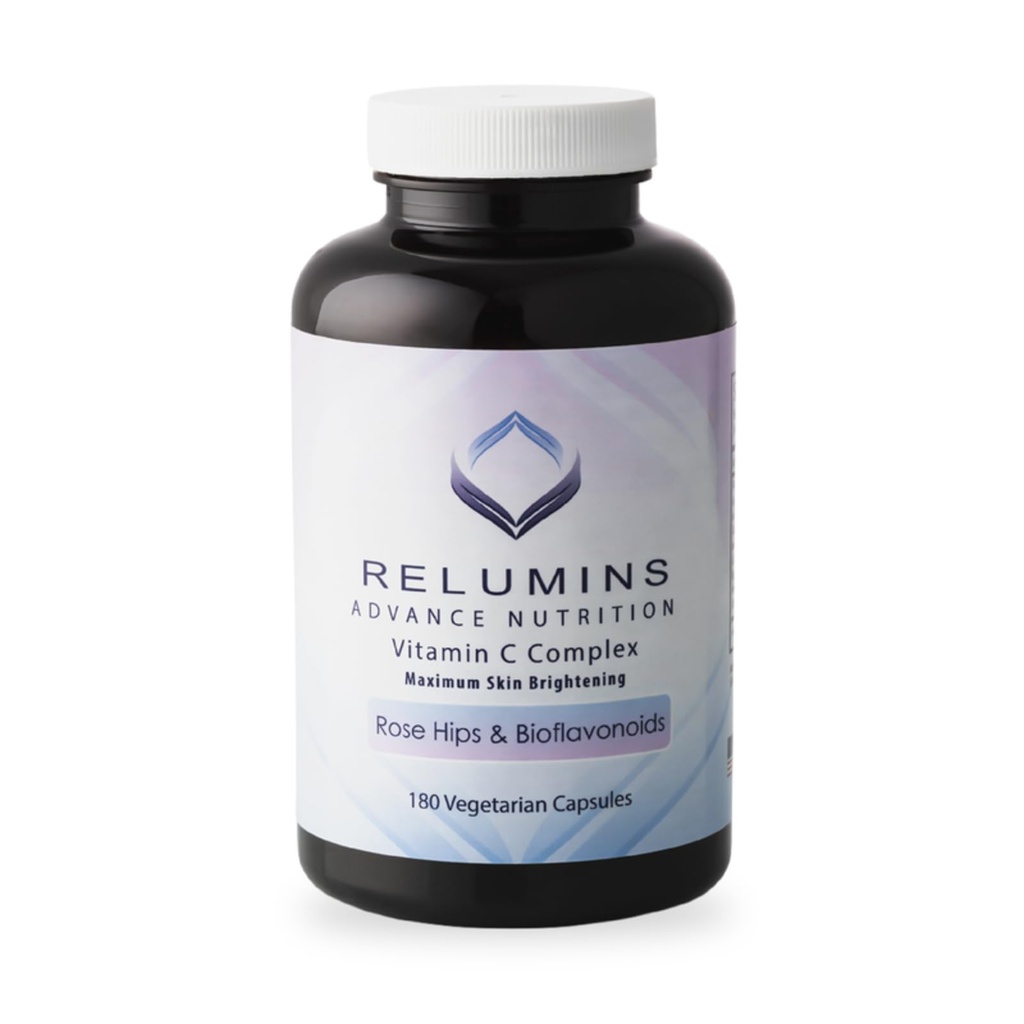 Reluminas Advanced Vitamin C Suplemento con Rose HIPS – 1000 mg de vitamina C, Immune Support " Collagen Production, Made in USA - 180 Capsules (90-Day Supply)