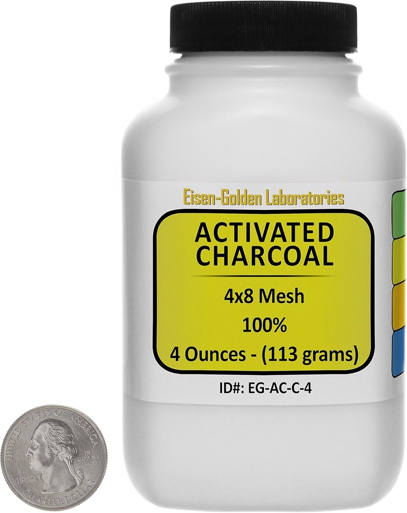Carbón Activado [C] 100% ACS Grade Course Granules 4 Oz en un Botella Espacio-Saver EE.UU.