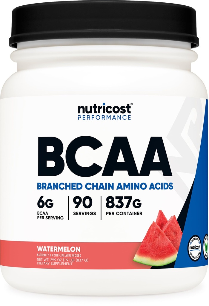 Nutricost BCAA Powder (Watermelon, 90 Serv) - Optimal 2:1:1 ratio
