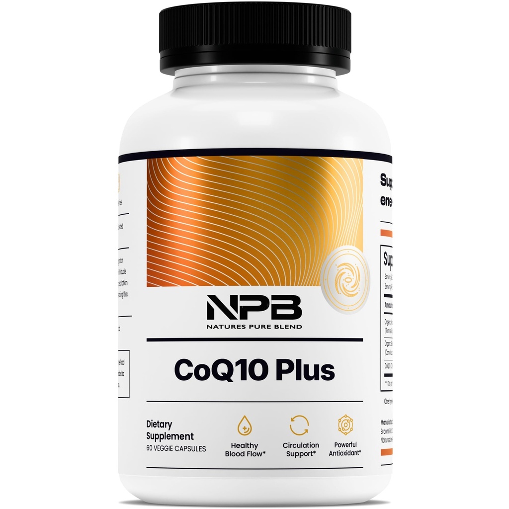 CoQ10 Plus – Fórmula Antioxidante con Arjuna & Shankhpushpi – CoQ10 Ubiquinol para Circulación, Flujo de Sangre &amp; Energía – Coenzima Q10 Suplemento para Sistema Inmunitario – 60 cápsulas