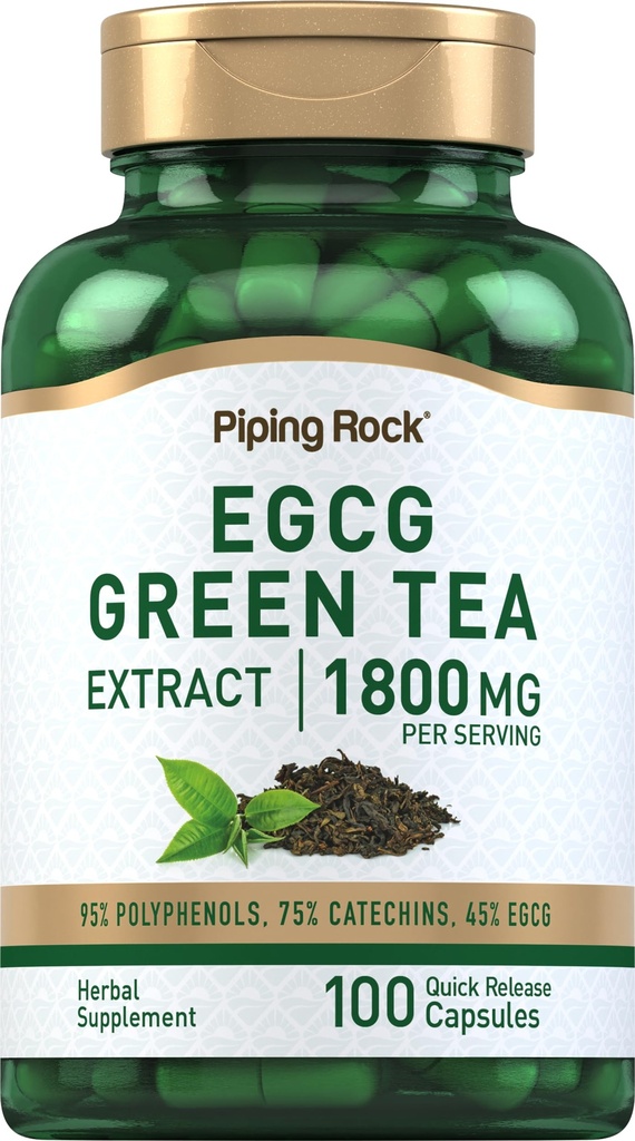 Piping Rock EGCG Green Tea Extract 1800 mg  100 Capsules  Suplemento estandarizado