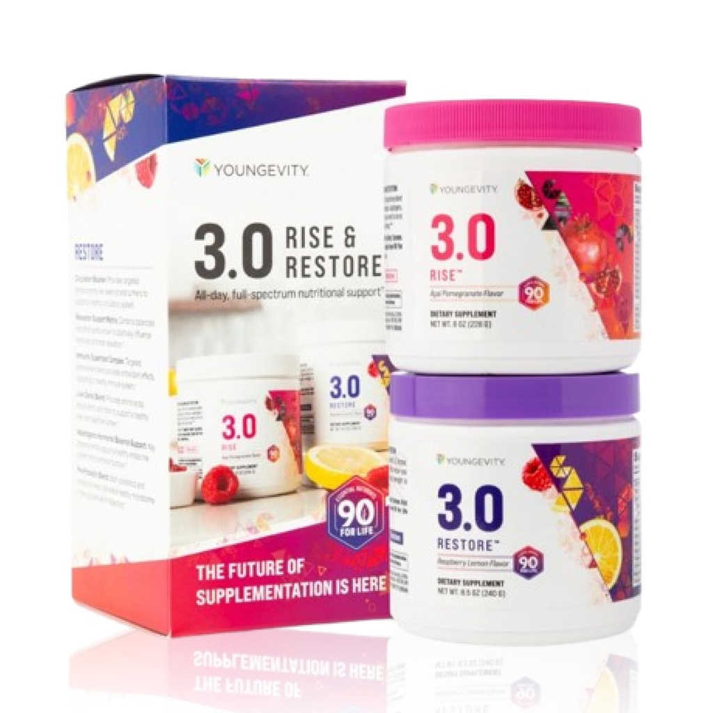 Youngevity Beyond Tangy Tangerine 3.0 Rise " Restore ← Suplemento de doble sistema para el día " Noche de la energía natural , Cognitive Immune " Digestive Support ← Acai Pomegranate " Raspberry Lemon