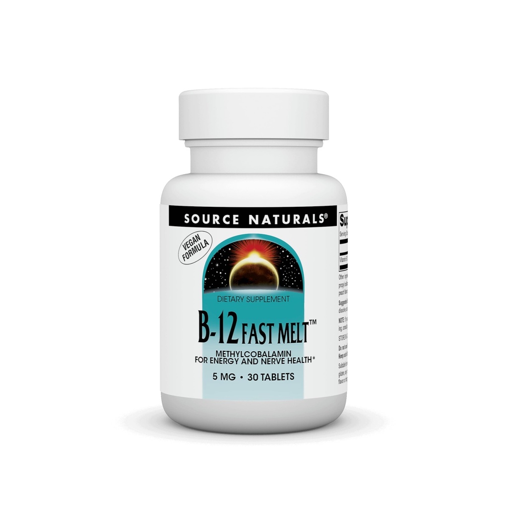 Fuente Naturals Vitamina B-12, apoya la producción de energía* 5 mg - 30 Fast Melt Vegan Formula