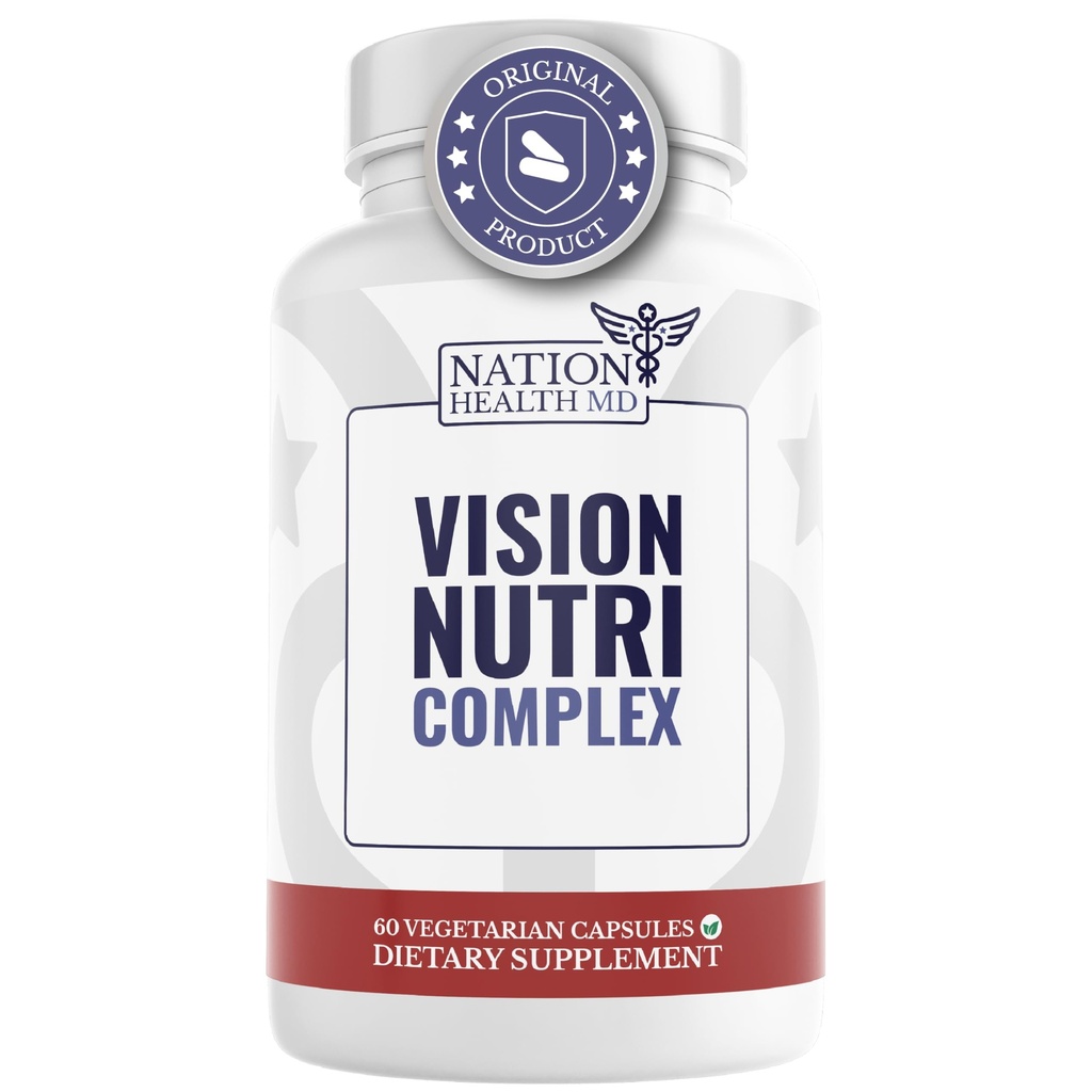 Complejo Visión Nutri - Vitaminas Oculares con Lutein, Bilberry - Ojo y Visión Salud para Hombres &amp; Mujeres - 60 cápsulas