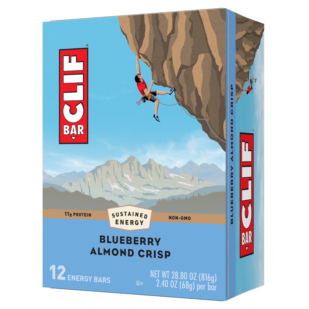 CLIF BAR - Blueberry Almond Crisp - Hecho con avena orgánica - No GMO - Planta base - Bares de energía - 2.4 oz. (12 Pack)