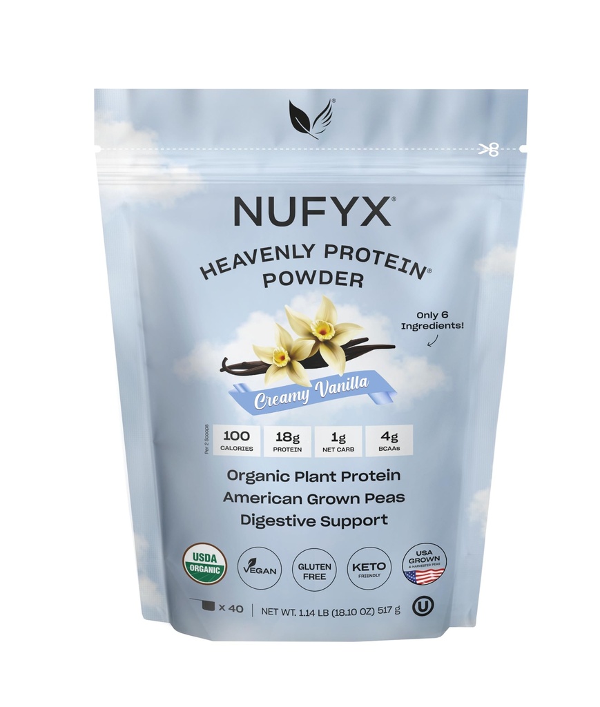NUFYX® • Pólvora Skyly Protein® • Píldoras cultivadas 100% ecológicas del mundo • Vegan • Gluten Gratis • Baja Carb (Creamy Vanilla, 40 Scoops)