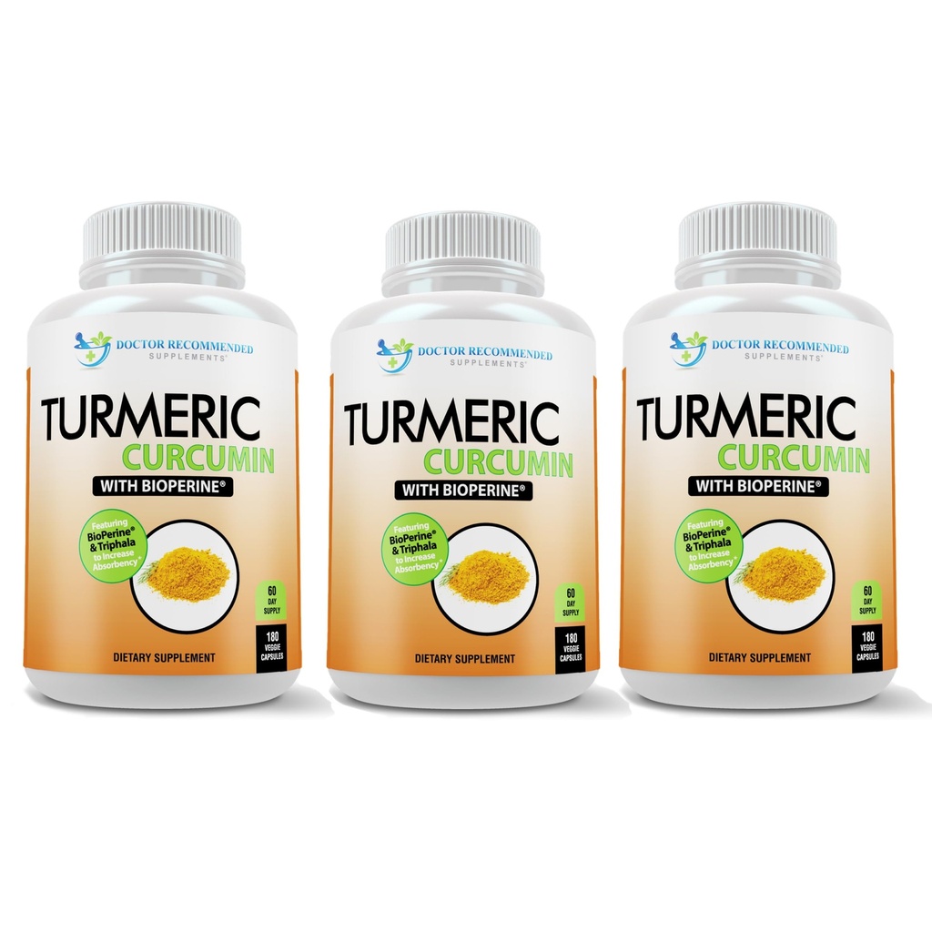 Suplemento de la Curcumina Turmérica - 2250mg/d - Cápsulas de verduras - 95% Curcuminoides con Pimiento Negro Extracto (Bioperina) - 750mg Cápsulas - 100% Orgánico - Turmérico Poderoso (Pack of 3)