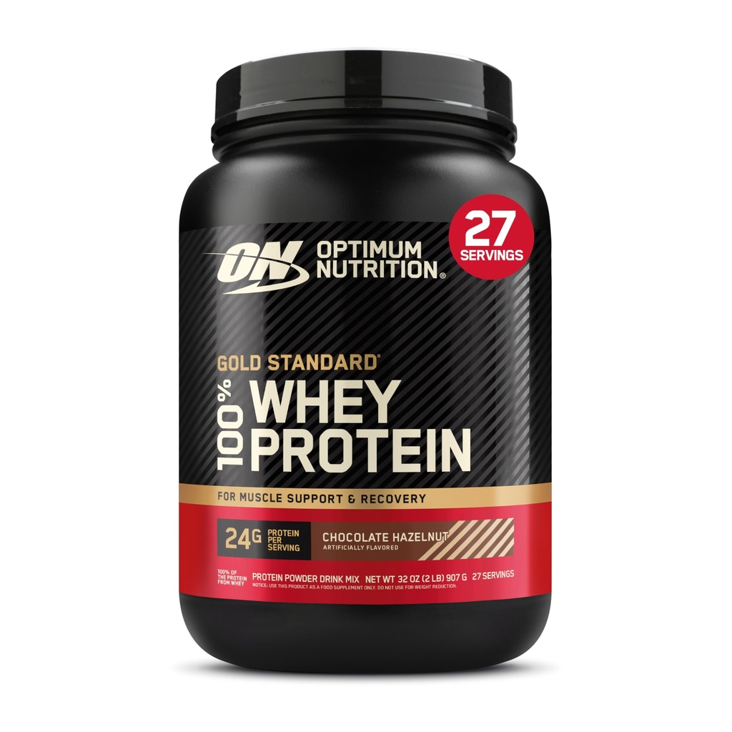 Optimum Nutrition Gold Standard 100% Whey Protein Powder, Chocolate Hazelnut, 2 libras (Packaging May Vary)