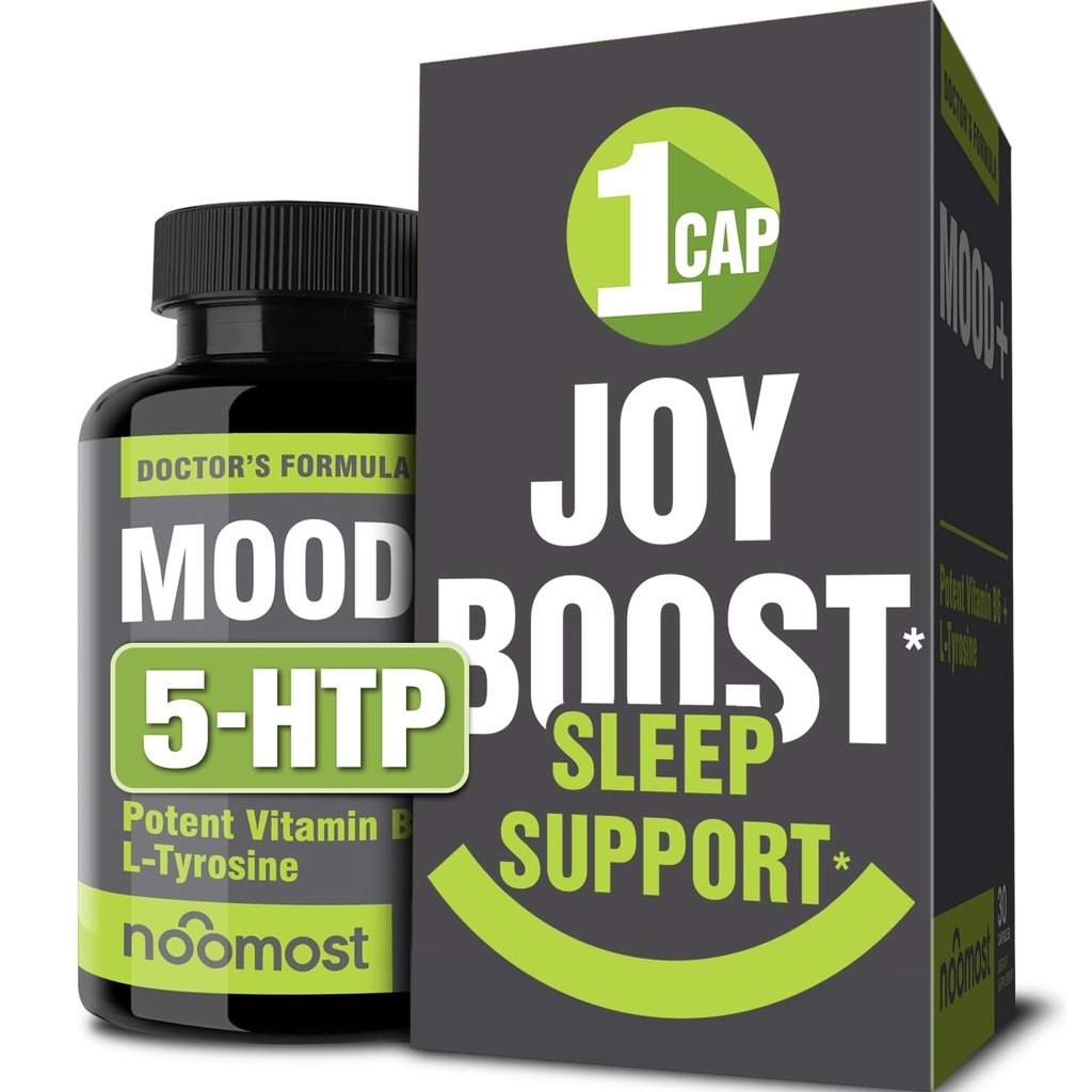 NooMost Mood Support Suplemento para Mood Boost, Calm Mind & Body, Stress Response, Energy Supplement – Herbal Adaptogens: Ashwagandha, L Tyrosine, 5 HTP, Passion Flower, 30 Condes