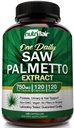 NutriFlair Saw Palmetto Extract 750mg, 120 cápsulas - Suplemento Natural de Prostata &amp; Berry Health Support - Ayuda a Bloquear DHT para prevenir la pérdida y ayuda a reducir la orina frecuente, para mujeres y hombres