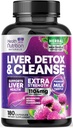 Gentle Liver Cleanse Detox " Repair Formula - Advanced Liver Support Supplement with Silymarin Milk Thistle, Dandelion Root, Artichoke Extract, Turmeric, Choline, " Beetroot - 180 Veggie Capsules