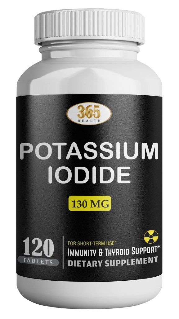 Potasio Iodide130 mg - KI Tablets- Potassium130 mg - USA Hecho Potassium Iodine Pills YODO Naciente, Yoduro de potasio - 120 Tablets