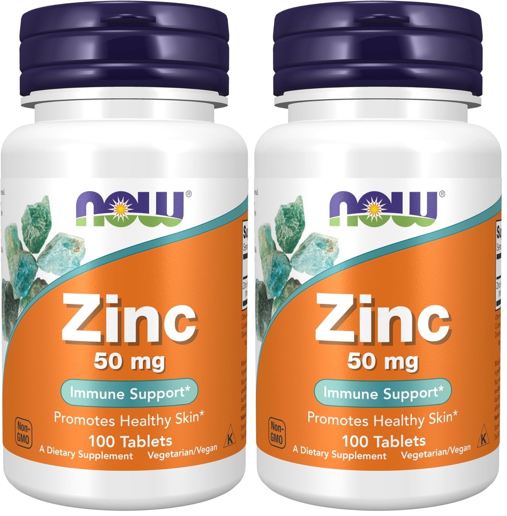 AHORA Suplementos de alimentos, Zinc (Zinc Gluconate) 50 mg, soporta las funciones de enzima*, Immune Support*, 100 Tablets (Pack of 2)
