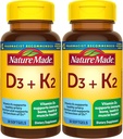 Vitamina D3 K2, 5000 UI (125 mcg) Vitamina D, Suplemento dietético para el Hueso, Dientes, Musculo y Apoyo a la Salud Inmune, 30 Softgels, 30 Day Supply - Pack de 2