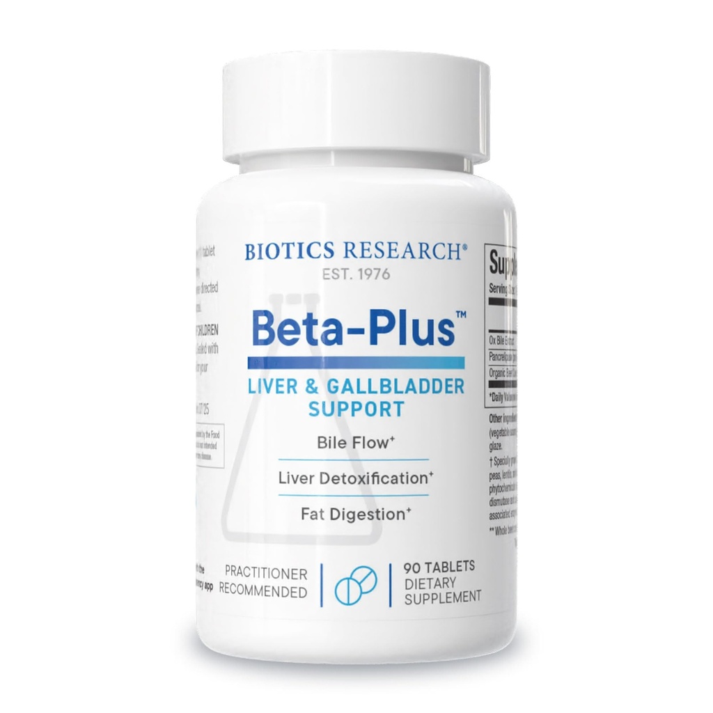 Biotics Research Beta-PlusTM Nutricional Ox Salts Bile Digestive Enzymes Supplement for Bile Production for No Gallbladder-Supports Función total del hígado, Ayudas Digestión grasa, suministros Betaine 90 Tabs