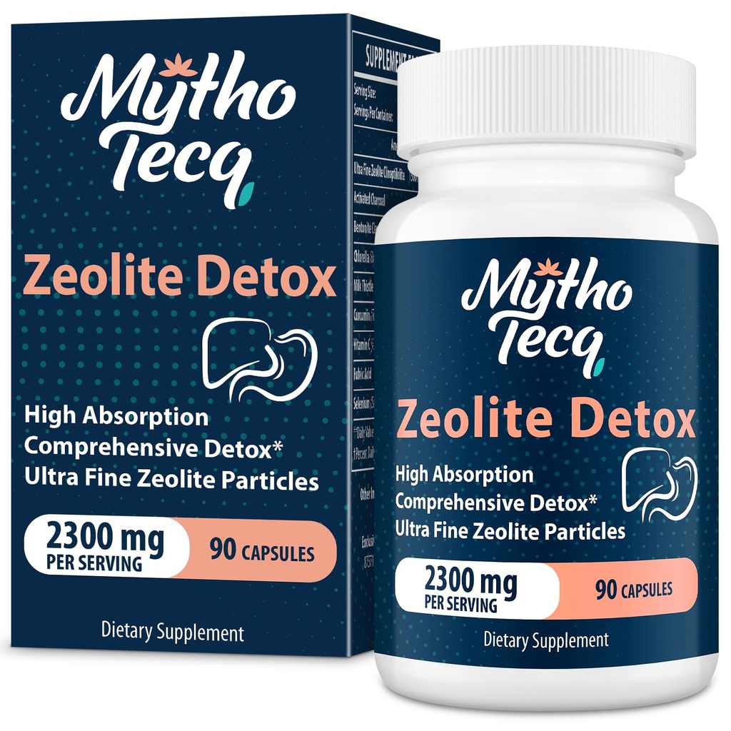 2300 MG Zeolite Detox Capsules - Activado Charcoal & Bentonite Clay, Altamente Absorbable cuerpo completo, Liver & Gut Cleanse, Zeolite Clinoptilolite(90 cápsulas)