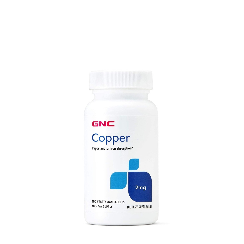 GNC Cobre 2mg, Importante para la Absorción de Hierro, 100 Conde