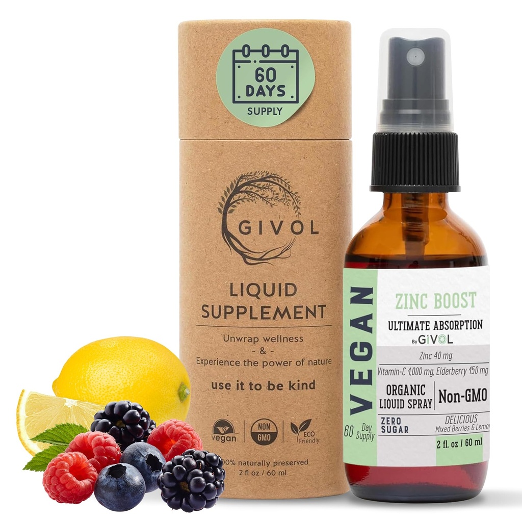Orgánica ZINC Boost Mist 40 mg (Extra Strength) - Azúcar gratis con Vit C y el extracto de arándano - Vegan Liquid Spray para niños y adultos - Easy Absorption - Non-GMO - (60 ml) 60 días de suministro