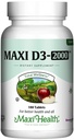 Maxi Health Kosher Vitamina D3 2000IU - Highly Absorbable Vitamina D Suplementos para la respuesta saludable de los inmunes, la absorción de calcio, la salud de los dientes y los huesos - D3 Vitamina 2000 UI -180 Tabletas