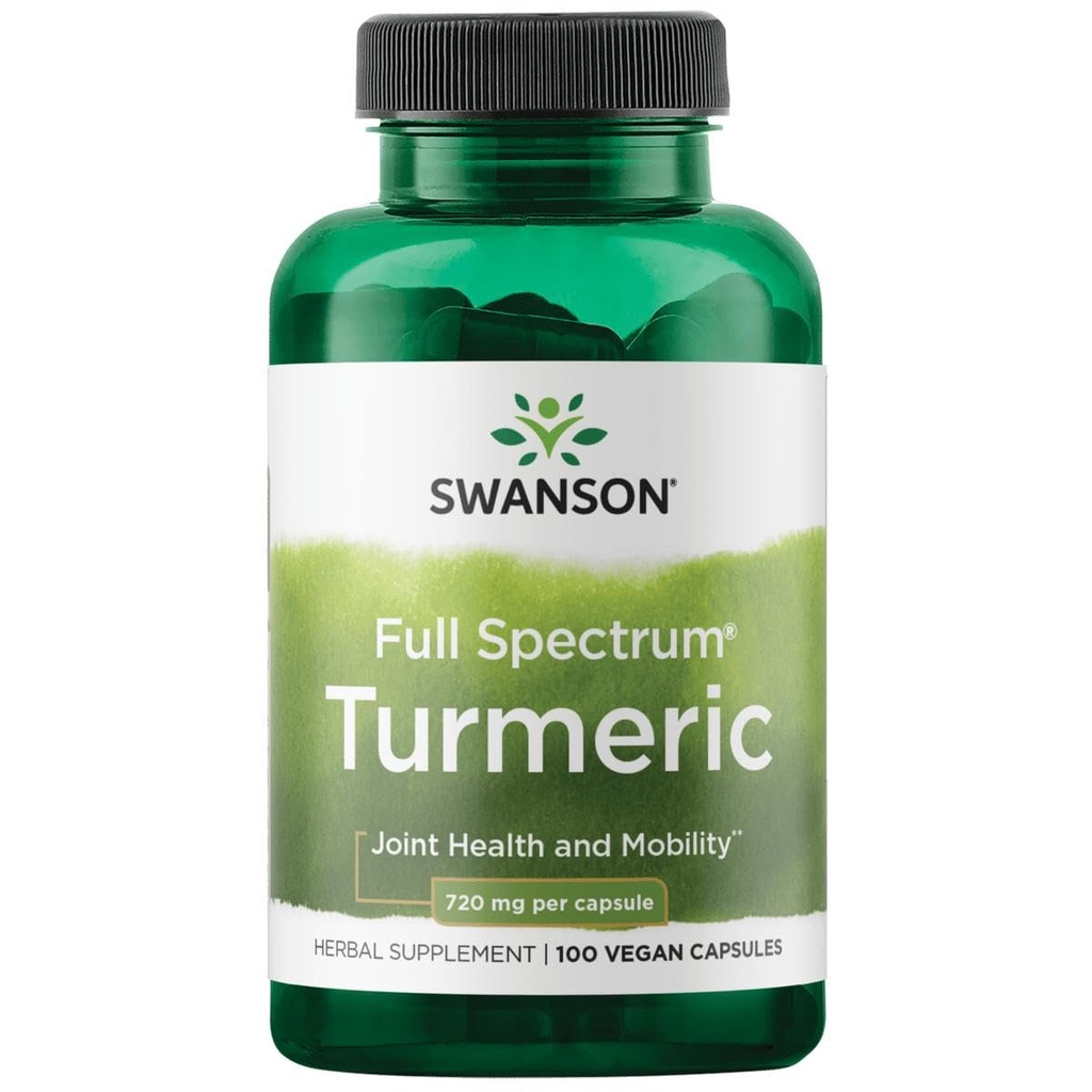 Swanson Full Spectrum Turmeric - Herbal Supplement Supporting Joint Health & Mobility - Natural Formula Supporting Digestive Health - (100 cápsulas, 720 mg cada uno)