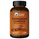 Complejo de canela mundial de vitaminas con cromo, 1000 mg Suplementos de canela con cromo de alta potencia para el metabolismo saludable y protección antioxidante, 120 cápsulas, 2 mes de suministro, Gluten Free