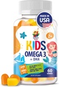 Omega 3 Gummies para Adultos Niños - 60 Gummies Chewable - No Fish Oil Vegan Omega 3 6 9 DHA Gummy Suplemento