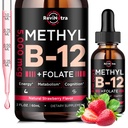 Vitamina B12 gotas líquidas, B12 vitaminas 5000 mcg, Vitamina B Suplemento Complejo con Metilcobalamina B12 Sublingual, Vitamina B6, Folate for Energy, Brain, Heart Health, Vegan Strawberry Flavor 2 Fl Oz