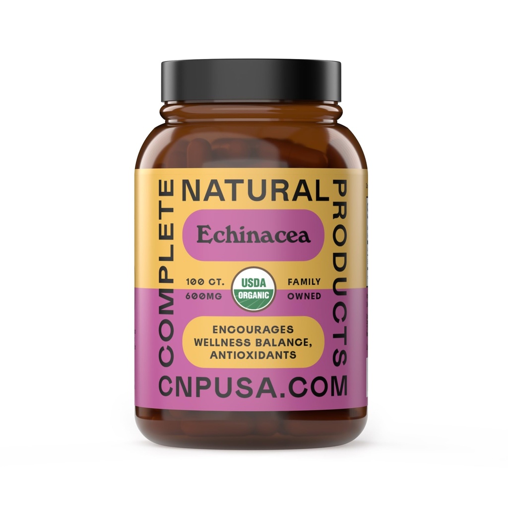 Productos naturales completos Echinacea orgánica Capsules 600mg, 100ct  durable Plant-Based, Immune System &amp; Seasonal Health Support ¦ Pure Herb, Non-GMO, Vegan Capsules