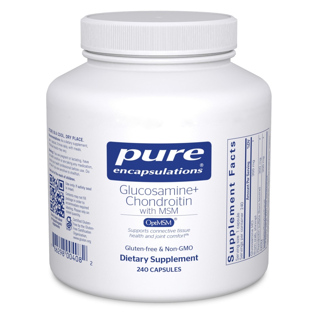 Pure Encapsulations Glucosamine Chondroitin with MSM - Supports Joint Health & Normal Cartilage Formation* - Maintains Enzyme Activity - Gluten-Free ' Non-GMO - 240 Capsules